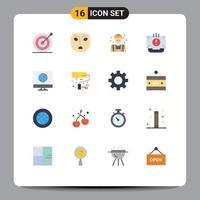 Set of 16 Modern UI Icons Symbols Signs for communication help mechanic email communication Editable Pack of Creative Vector Design Elements