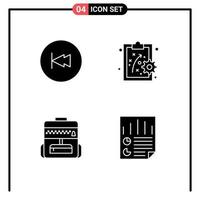 Set of 4 Commercial Solid Glyphs pack for arrow education multimedia performance method data Editable Vector Design Elements