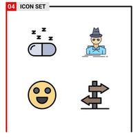 Set of 4 Modern UI Icons Symbols Signs for drug face detective spy board Editable Vector Design Elements