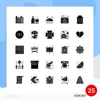 Set of 25 Modern UI Icons Symbols Signs for recycle delete rain sport game Editable Vector Design Elements