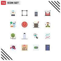 16 Universal Flat Colors Set for Web and Mobile Applications food break control report document Editable Pack of Creative Vector Design Elements