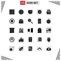 25 Universal Solid Glyphs Set for Web and Mobile Applications media file folder mind document folder show Editable Vector Design Elements