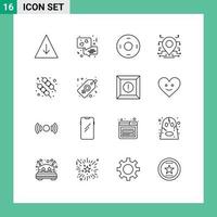 Set of 16 Vector Outlines on Grid for label bbq symbolism barbecue secure Editable Vector Design Elements