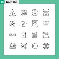 Set of 16 Vector Outlines on Grid for label bbq symbolism barbecue secure Editable Vector Design Elements