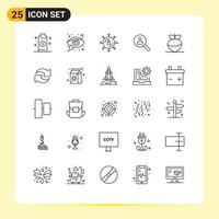 Universal Icon Symbols Group of 25 Modern Lines of food people marketing networking browse Editable Vector Design Elements