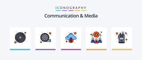 Communication And Media Line Filled 5 Icon Pack Including computer. notification. schedule. new. pin. Creative Icons Design vector