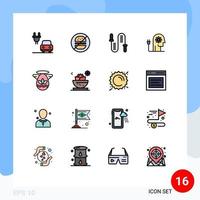 conjunto de 16 iconos modernos de la interfaz de usuario símbolos signos para el conocimiento del ángulo impulso de la cuerda impulso elementos de diseño de vectores creativos editables