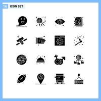Stock Vector Icon Pack of 16 Line Signs and Symbols for antenna money eye stack documents Editable Vector Design Elements