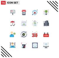 Set of 16 Modern UI Icons Symbols Signs for park lighting protection light bulb Editable Pack of Creative Vector Design Elements