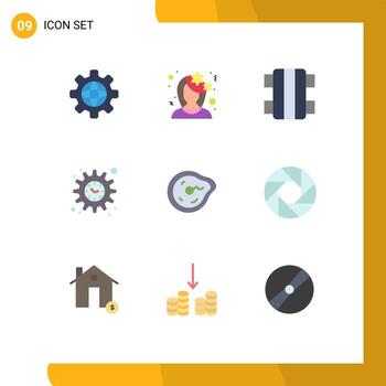 Flat Color Pack of 9 Universal Symbols of motion bend fun time management Editable Vector Design Elements