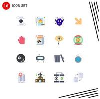 Mobile Interface Flat Color Set of 16 Pictograms of coffee stop angry right arrow Editable Pack of Creative Vector Design Elements