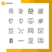 16 Thematic Vector Outlines and Editable Symbols of lens aperture camera lens dessert camera team Editable Vector Design Elements
