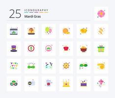 Mardi Gras 25 Flat Color icon pack including calligraphy. king. balloons. empire. orange vector