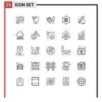 User Interface Pack of 25 Basic Lines of design business bottle connection global Editable Vector Design Elements