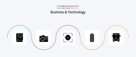 paquete de iconos de glifo 5 de negocios y tecnología que incluye autobús. energía. apuntar. cargando acumulador vector