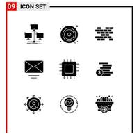 9 Creative Icons Modern Signs and Symbols of devices chip video text mail Editable Vector Design Elements