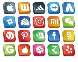 20 Social Media Icon Pack Including tinder odnoklassniki xiaomi facebook pinterest vector