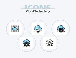 paquete de iconos llenos de línea de tecnología en la nube 5 diseño de iconos. blindaje. nube. cancelar. capas. cielo vector