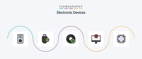 paquete de iconos de 5 planos llenos de línea de dispositivos que incluye gadget. ordenadores. retirar. artilugio. dispositivos vector