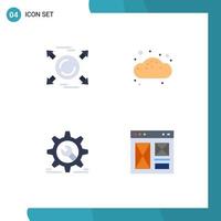 4 Universal Flat Icons Set for Web and Mobile Applications circle cog all bun wrench Editable Vector Design Elements