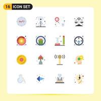 Pictogram Set of 16 Simple Flat Colors of finance budget tower science chemistry Editable Pack of Creative Vector Design Elements