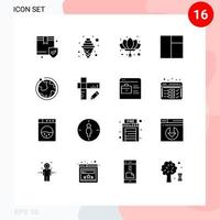 Pictogram Set of 16 Simple Solid Glyphs of internet globe china layout new year Editable Vector Design Elements