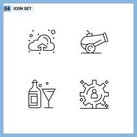 4 Creative Icons Modern Signs and Symbols of cloud big data development canon drink data management Editable Vector Design Elements