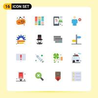 Set of 16 Vector Flat Colors on Grid for minus delete image body wifi Editable Pack of Creative Vector Design Elements