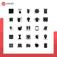 Group of 25 Modern Solid Glyphs Set for house building line tube lab Editable Vector Design Elements