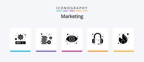 paquete de iconos de glifo 5 de marketing que incluye dinero. fuego. Mira. negocio. apoyo. diseño de iconos creativos vector