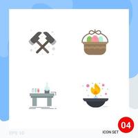 Mobile Interface Flat Icon Set of 4 Pictograms of axe lab basket nature production Editable Vector Design Elements