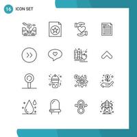 Set of 16 Vector Outlines on Grid for paper form hand file bill Editable Vector Design Elements