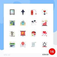 16 Thematic Vector Flat Colors and Editable Symbols of computer game heart tic tac toe toe Editable Pack of Creative Vector Design Elements