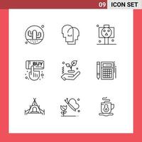 9 Creative Icons Modern Signs and Symbols of hand click feelings buy skull Editable Vector Design Elements