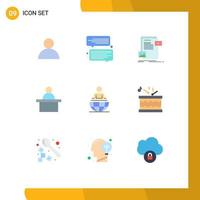 User Interface Pack of 9 Basic Flat Colors of modern business file global process professor Editable Vector Design Elements