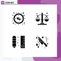 4 Universal Solid Glyph Signs Symbols of heart ruler balance drafting bloody Editable Vector Design Elements