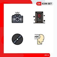 Modern Set of 4 Filledline Flat Colors Pictograph of camera film picture door pokeball Editable Vector Design Elements