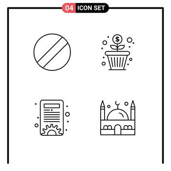 4 User Interface Line Pack of modern Signs and Symbols of blade islam growth content management muslim Editable Vector Design Elements