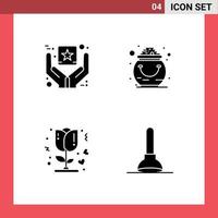 Modern Set of 4 Solid Glyphs and symbols such as best quality flower goods luck love Editable Vector Design Elements