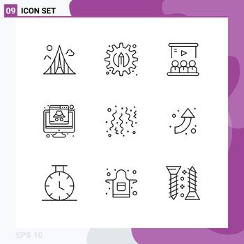 Universal Icon Symbols Group of 9 Modern Outlines of hacker cyber presentation crime user Editable Vector Design Elements