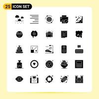 Set of 25 Commercial Solid Glyphs pack for pick digging online cave gadget Editable Vector Design Elements