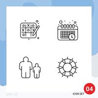 4 Line concept for Websites Mobile and Apps tic tac toe parental control calendar child lifebuoy Editable Vector Design Elements