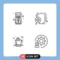 4 Universal Line Signs Symbols of computer tea system medical coding Editable Vector Design Elements