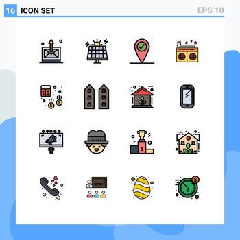 16 Flat Color Filled Line concept for Websites Mobile and Apps calculator audit check in account heart Editable Creative Vector Design Elements