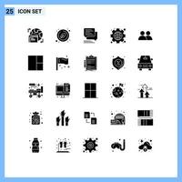 Group of 25 Modern Solid Glyphs Set for add web chat interface bubble Editable Vector Design Elements