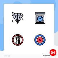 Stock Vector Icon Pack of 4 Line Signs and Symbols for diamond ramadan computer watch american Editable Vector Design Elements