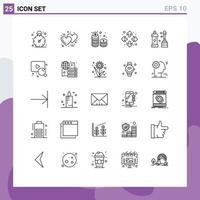 User Interface Pack of 25 Basic Lines of equipment bathroom money maximize enlarge Editable Vector Design Elements