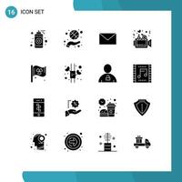 Pictogram Set of 16 Simple Solid Glyphs of sign wedding sport video love Editable Vector Design Elements