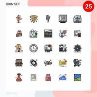 Set of 25 Modern UI Icons Symbols Signs for project idea active learning power online desktop Editable Vector Design Elements