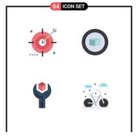 Pack of 4 Modern Flat Icons Signs and Symbols for Web Print Media such as audience develop optimization cube sdk Editable Vector Design Elements